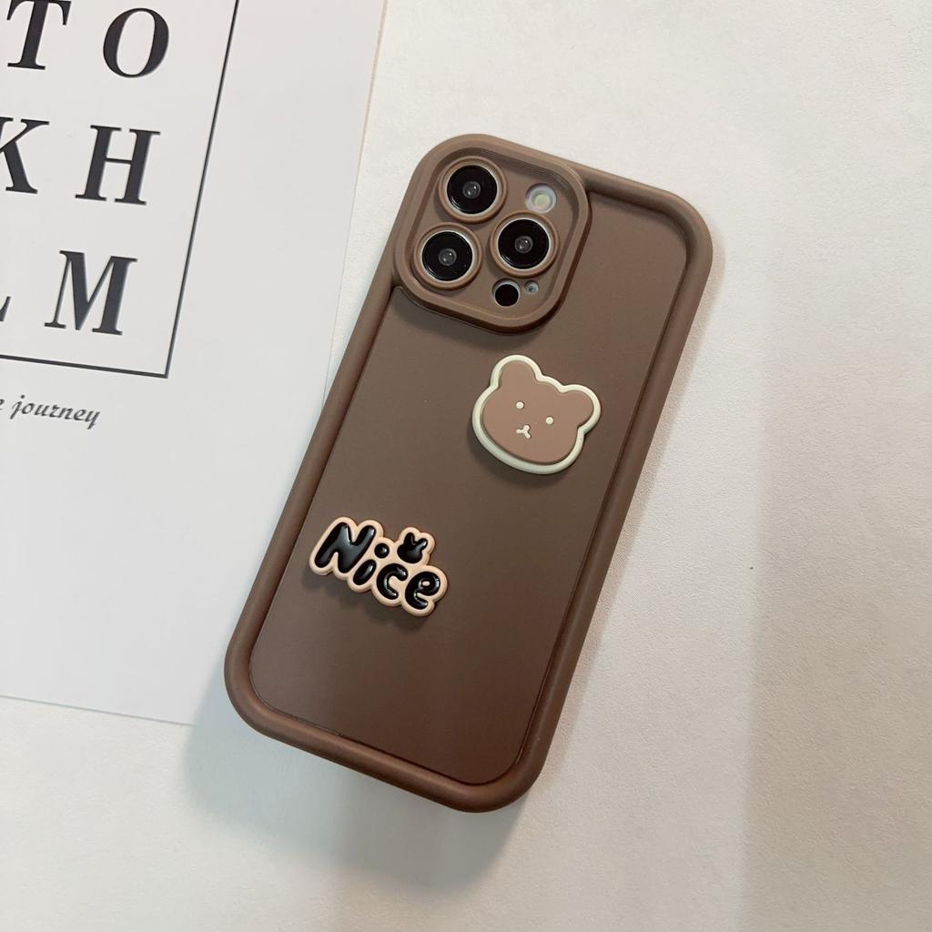 Applicable To iPhone17Promax Mobile Phone Case Three-dimensional Bear Letter Apple 16/15 Trendy Girl 7P/14 Cute XR