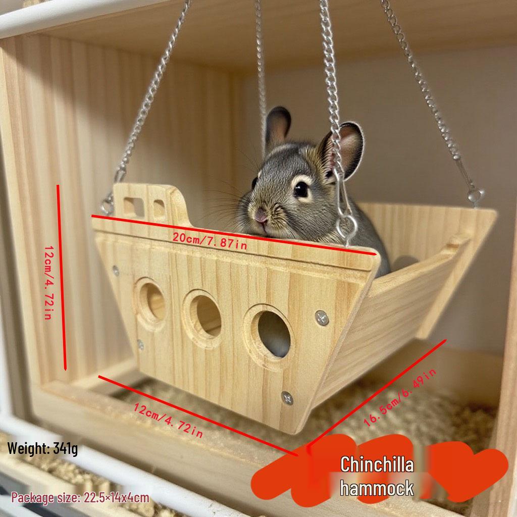 

Wooden Chinchilla & Rabbit Hammock House with Hanging Hamster Platform
