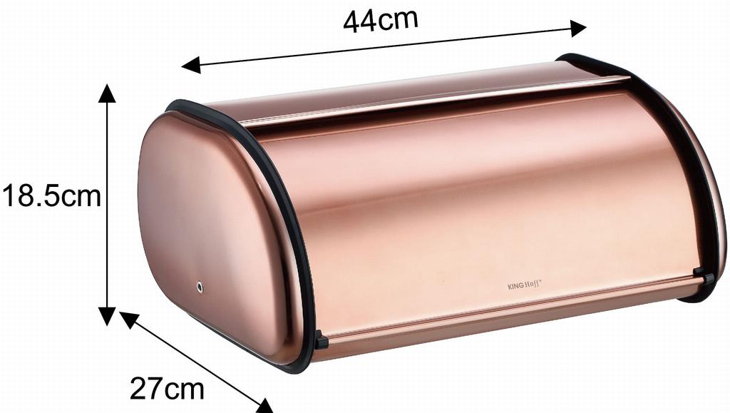 Large Steel Bread Bin 44cm Matte Rose Gold KINGHOFF KH-1870