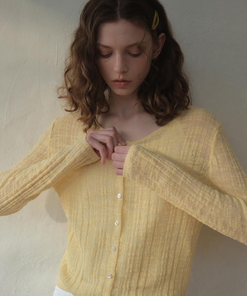 Ournostalgia Milky Slub Round Cardigan_Yellow(Oc26Kn16)