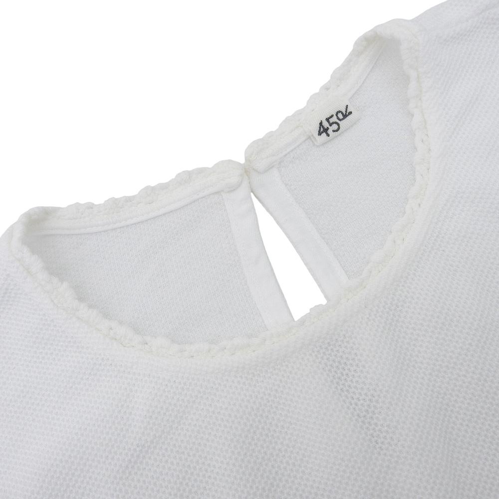 45R Women's White Pique Lace Shirt, Short Sleeve Cotton Polo Shirt, 50371931 tops ― whiteUsed