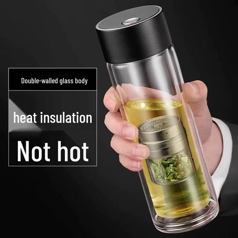 Magnetic Tea Infuser Cup: High-Temperature Resistant Glass, Portable, Office-Ready, Tea & Water Separation Design