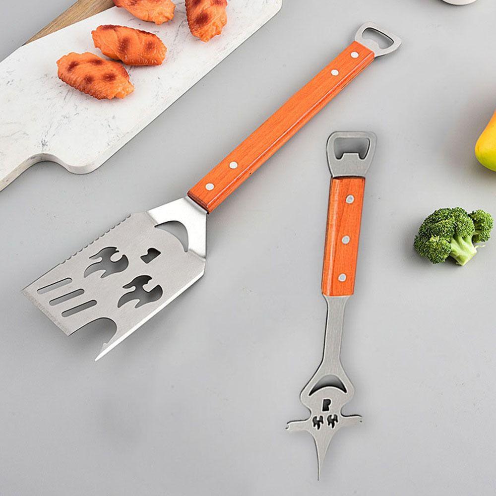 Cat Pattern BBQ Spatula Set Creative Grill Clamp Food Flipping Barbecue Shovel Fork  Barbecue Tool