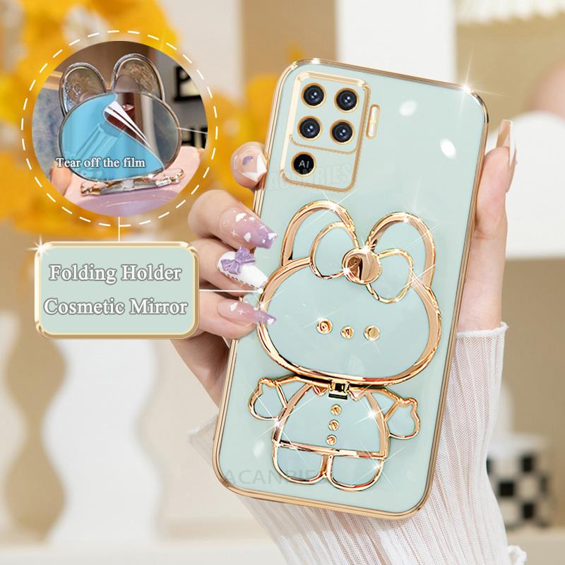 

Reno5lite Роскошный чехол-держатель для зеркала с покрытием для Oppo Reno 5 6 7 Reno5 Lite Силиконовый чехол-подставка A54 A57 A58 A78 A76 A74 A94 4g Reno 5 Lite