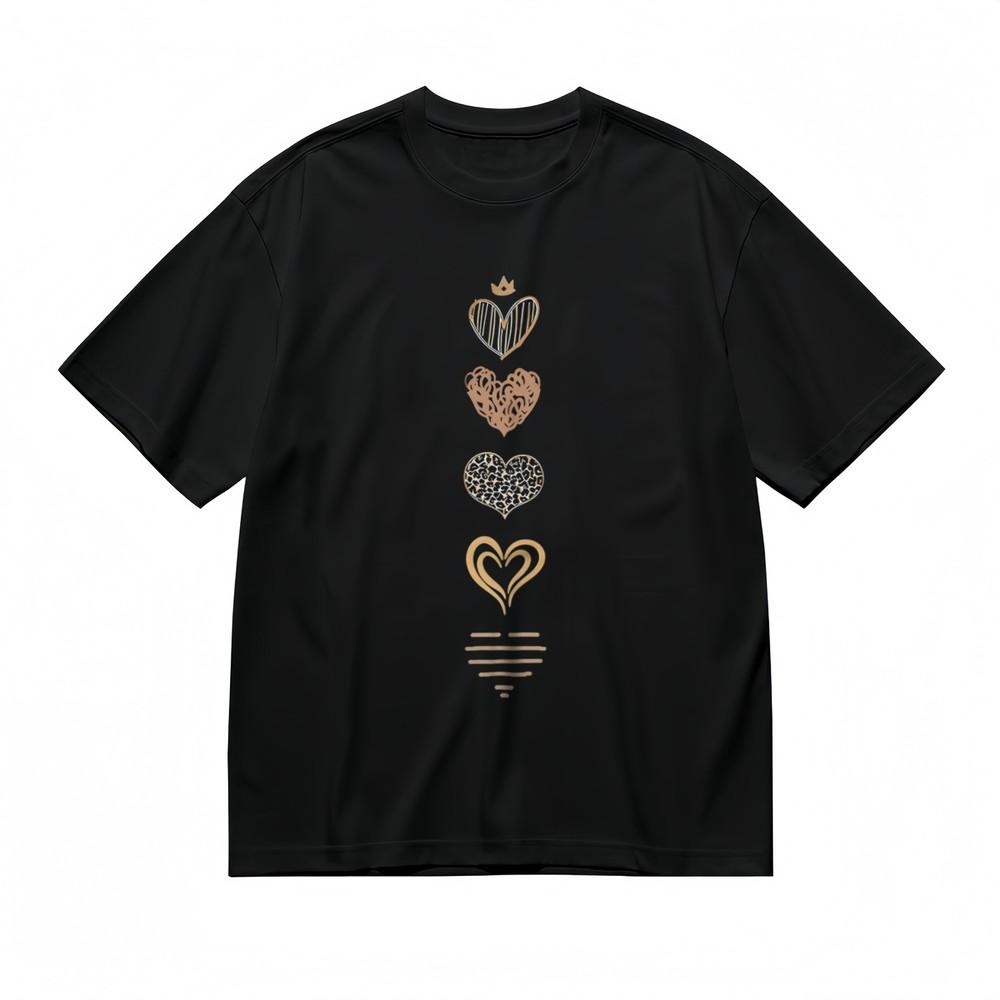 Women's Comfy Trend  All Season Classic T-Shirt Decorative Hearts Graphic Tee