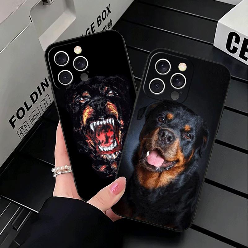 Rottweiler Dog Soft Phone Case for iPhone 16 16E 17 Air 15 Pro Max 14 Plus 13 Mini 11 12 7 Black Cover Back Shell