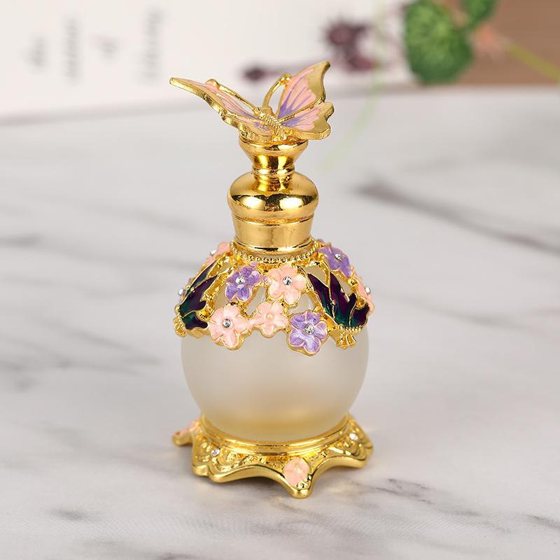 Vintage Perfume Bottle Empty, 15ML Butterfly Essential Oils Dropper Bottle Refillable Empty Container Decorative Glass Bottle