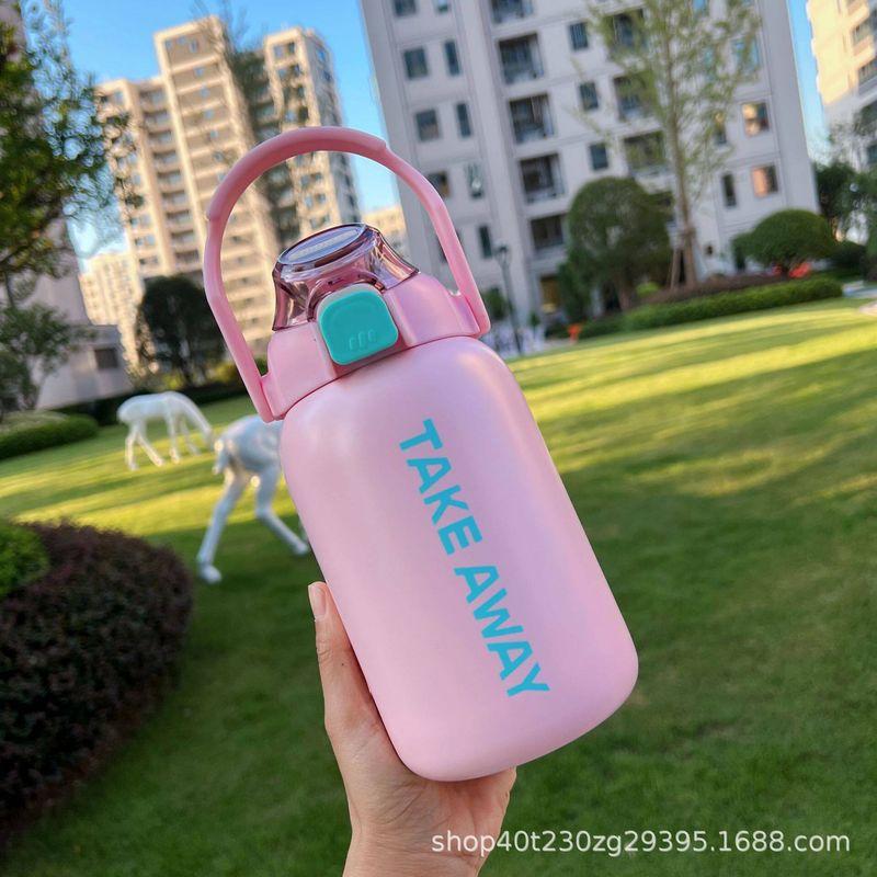 Large-Capacity Thermos Cup for Men and Women, Creative Outdoor Sports Water Bottle, High-Looking, Portable, Pop-Up Straw Water Cup