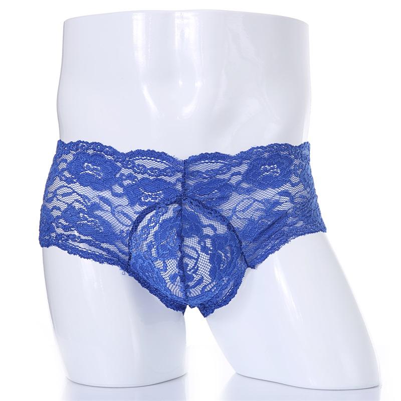 Men's Sexy Lace Boxer Flora See Through Underwear Exotic Transparent Sissy Crossdressing Lingerie Breathable Bulge Pouch Panties