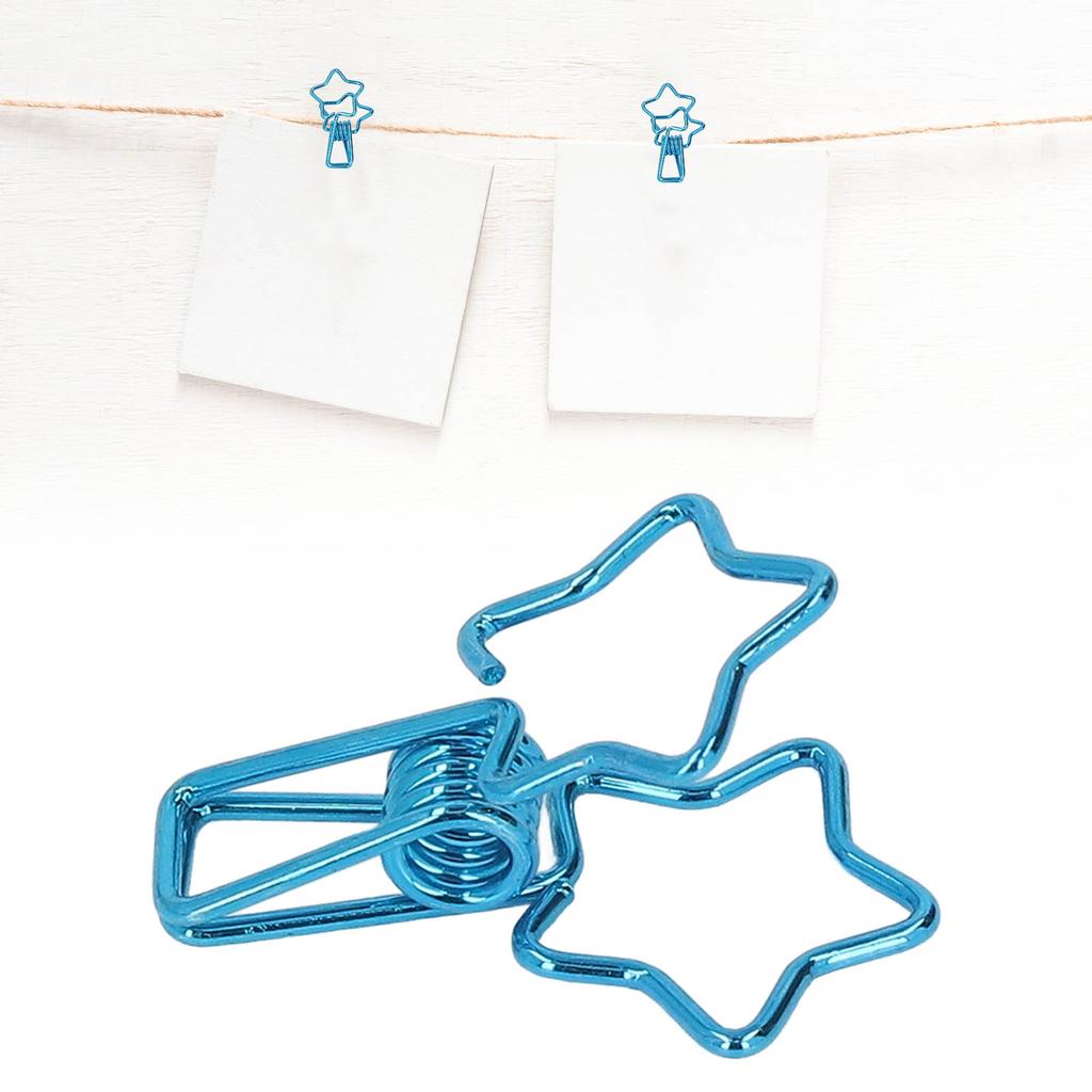 100pcs Star   Clips for Student Cute Cartoon Strong Clamping Force Sturdy Metal Paper Clamps for Account Tickets