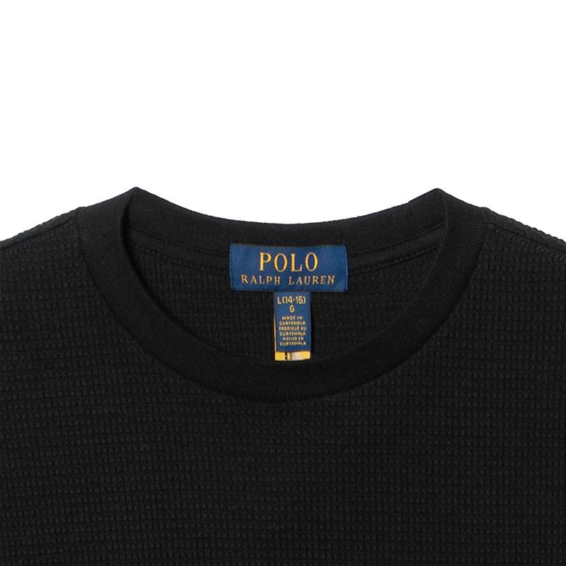 Felpa Polo Ralph Lauren FW25 Cotone Waffle Manica Lunga Pullover Girocollo Bambini Felpe Bambini 323920629-014