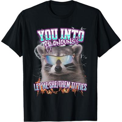 Funny Raccoon You Into Pronouns Let Me She Them Titties T-Shirt