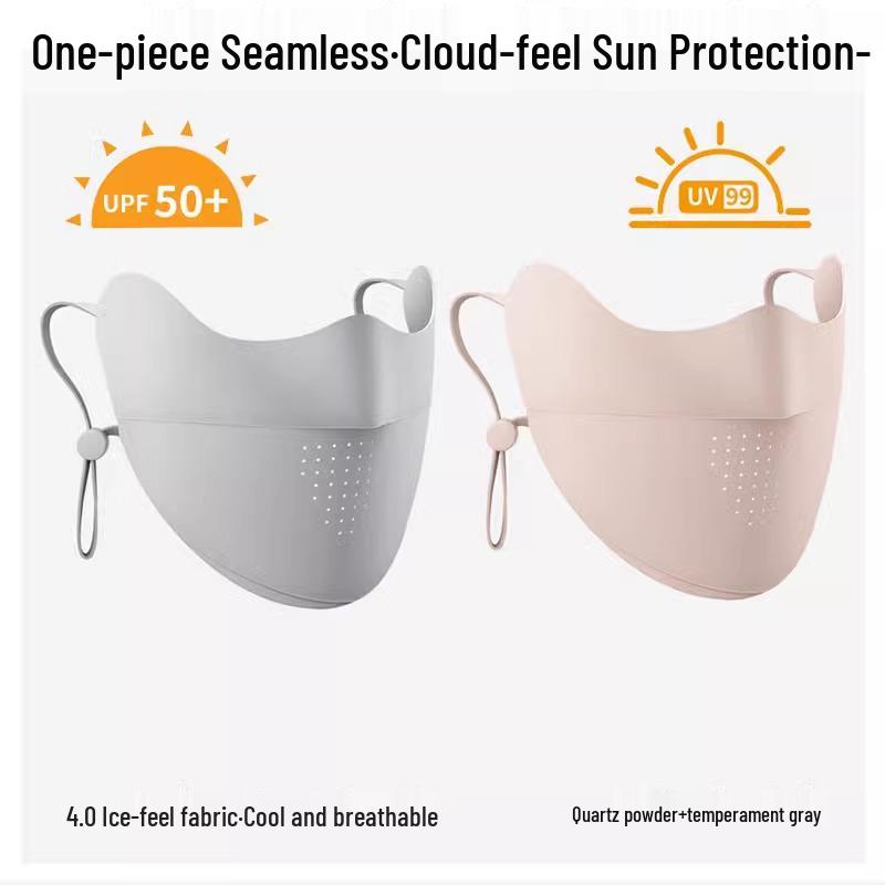 

Женская летняя маска от солнца из ледяного шелка, бесшовная - Дышащая, тонкая, защита от УФ-лучей, защита лица от солнца, модная и стройнящая для использования на открытом воздухе.