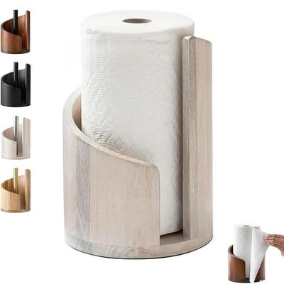 Large Capacity Wooden Paper Towel Holder Freestanding Base Countertop Design Freestanding Paper Roll Holder Wooden