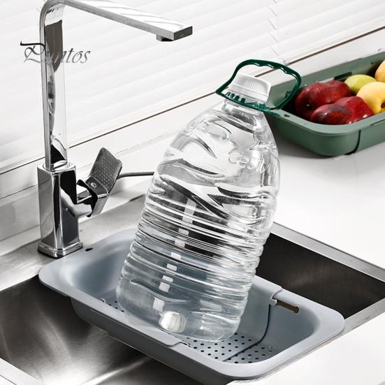 Einziehbarer Abflusskorb über der Spüle, multifunktionaler, ausziehbarer Obst- und Gemüsewaschkorb aus PP, Sieb, Schüssel, Geschirr