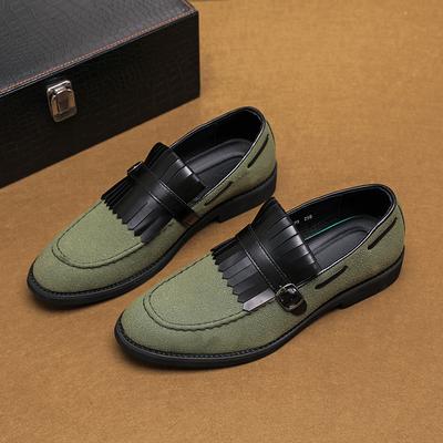 Mode Britse Stijl Heren Suède Schoenen Modieuze Groene Kwastjes Loafers Zacht Gezoolde Heren Casual Schoenen Kantoor Zakelijke Schoenen