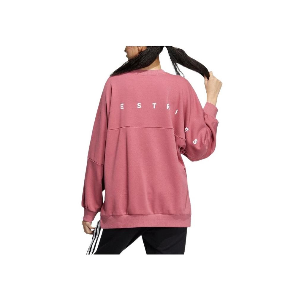 Adidas Logo Crew Neck Pullover Long Sleeve Casual Loose Sweatshirt Women Tops Pink IA5226