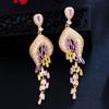 Star Same Length Heavy Industry Celebrity Color Zircon Tassel Earrings Pin Earrings Earrings