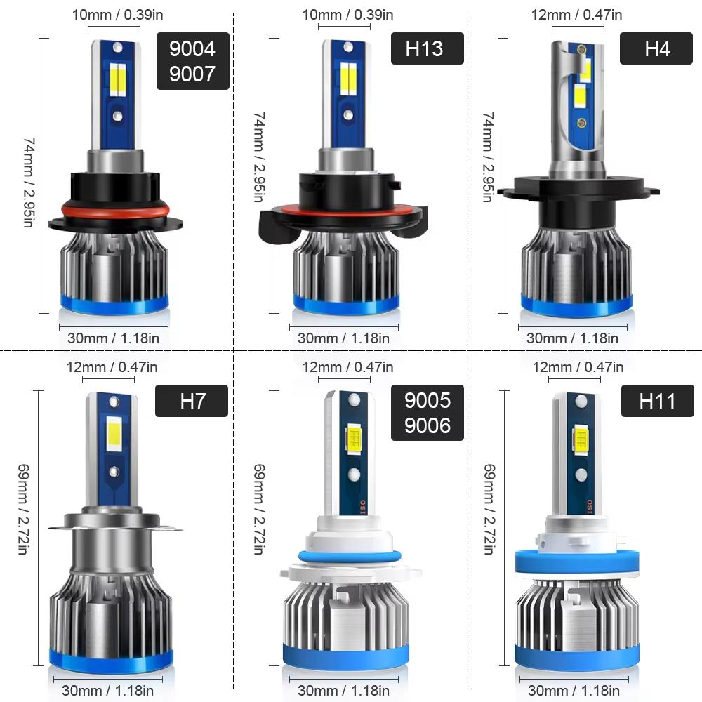 2PCS High/Low Beam H13 LED Headlight Bulb 150W 25000LM LED Headlights IP68 Waterproof 6000K White Auto Led Lights