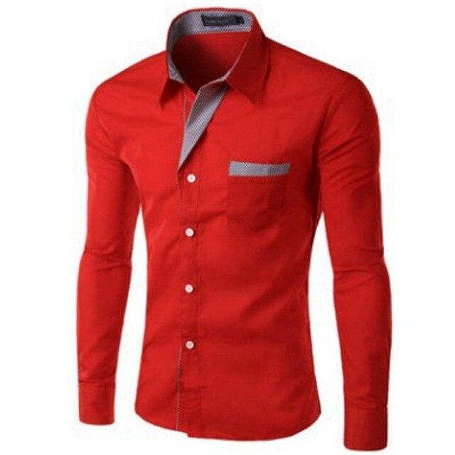 

Распродажа, модная рубашка Camisa Masculina с длинным рукавом, мужская приталенная дизайнерская официальная повседневная брендовая мужская классическая рубашка L красный