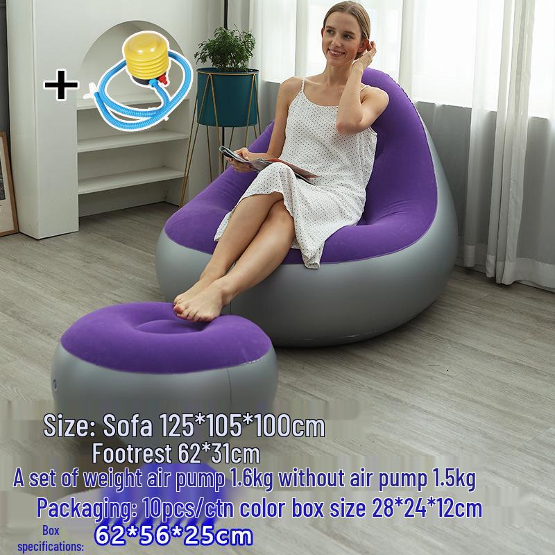 Sametové nafukovací křeslo: Skládací pohovka s úložným prostorem a opěradlem