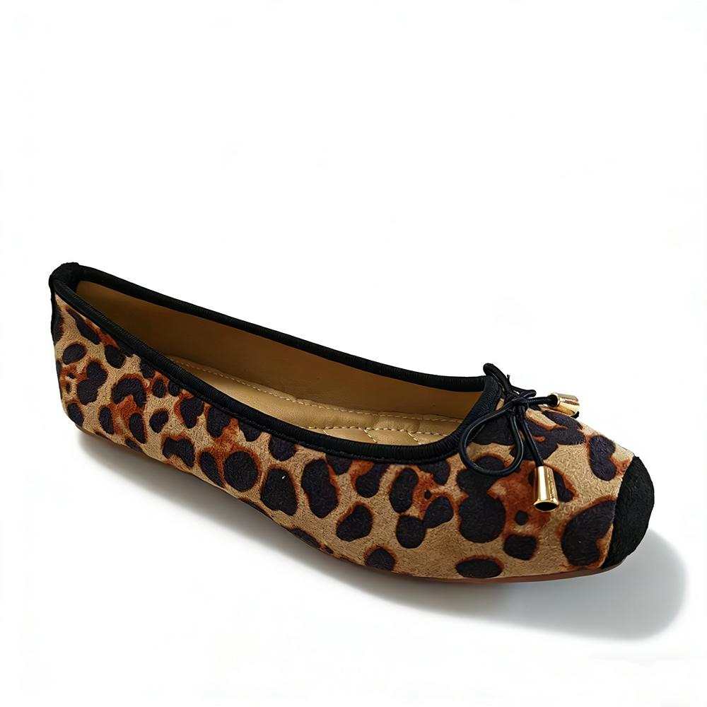 Women Classic Leopard Ballet Flats Square Toe Non-slip Flat Casual Slip-on Lightweight Shoes Daily Wear Plus Size 42