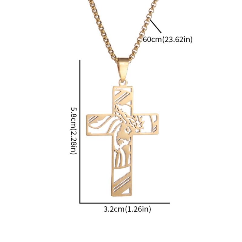 Men's and Women's Adjustable Length Crucifix Necklace Handmade Neckchain Accessory Stylish Christian Religious Jewelry