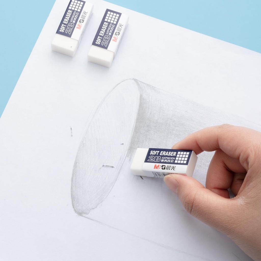 M&g 24 Pcs 4b Erasers Clean White Tool Less Crumbs Rubbers For Exam Art Drawing Office Eraser Easy To Erase