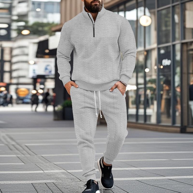 

Autumn Clothing Men s Tracksuit Leisure Stand Collar Long Sleeve Zipper Sweatshirt +Pants Streetwear 2 Piece Suit S-3XL XXXL сірий