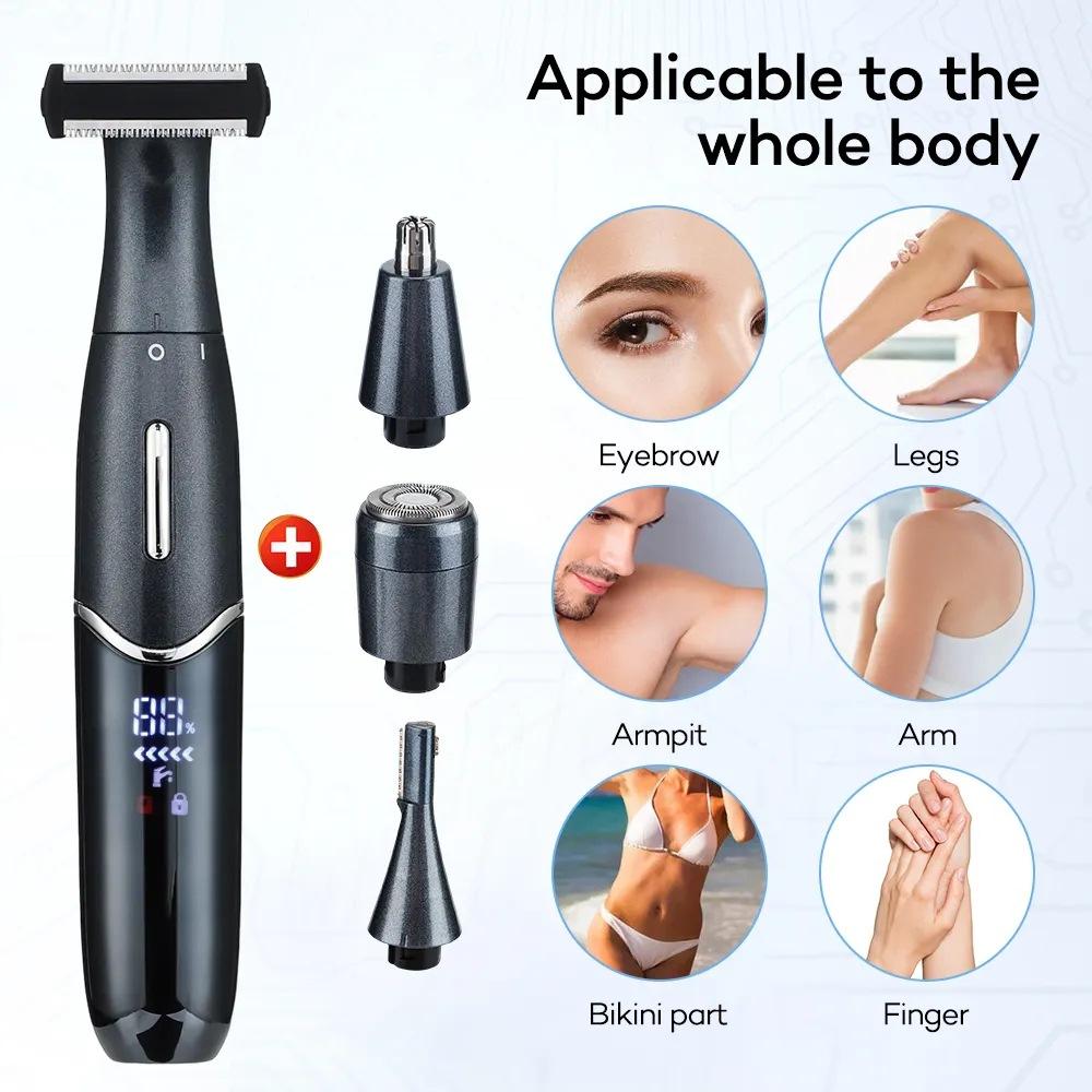 6-in-1 Electric Shaver Bikini Trimmer Body Trimmer for Facial Underarm Leg Hair Removal Grooming Tool