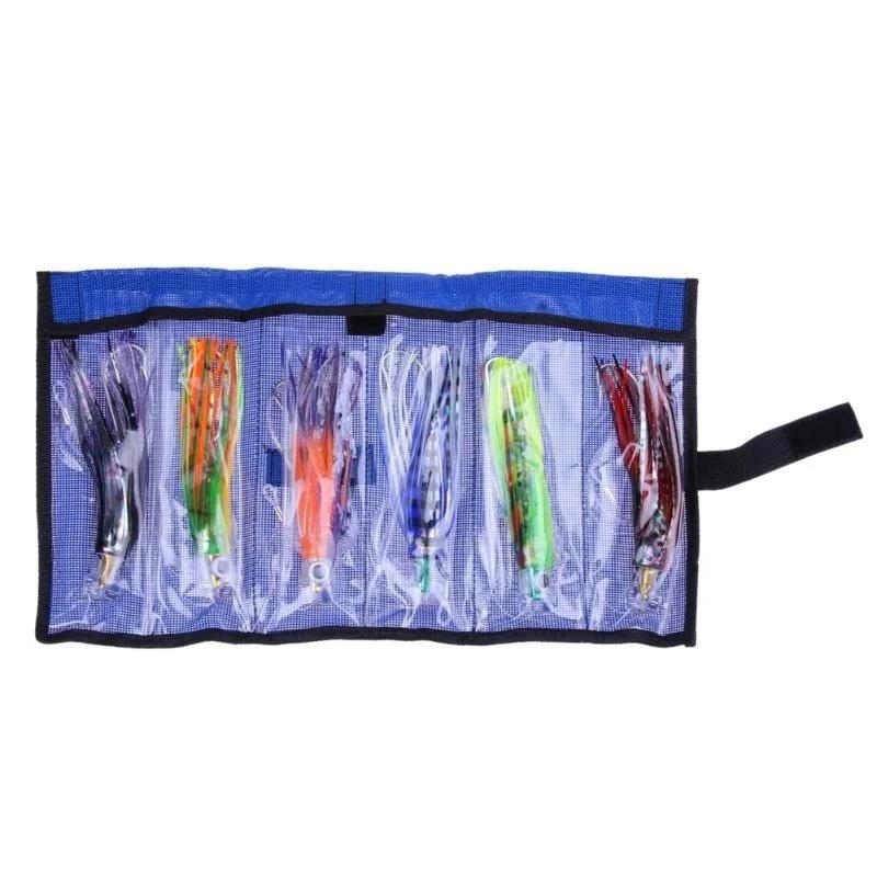 6Pcs/Bag 17cm 46g Acrylic Octopus Fishing Lures Pusher Style Rigged and Bag Fishing Equipment