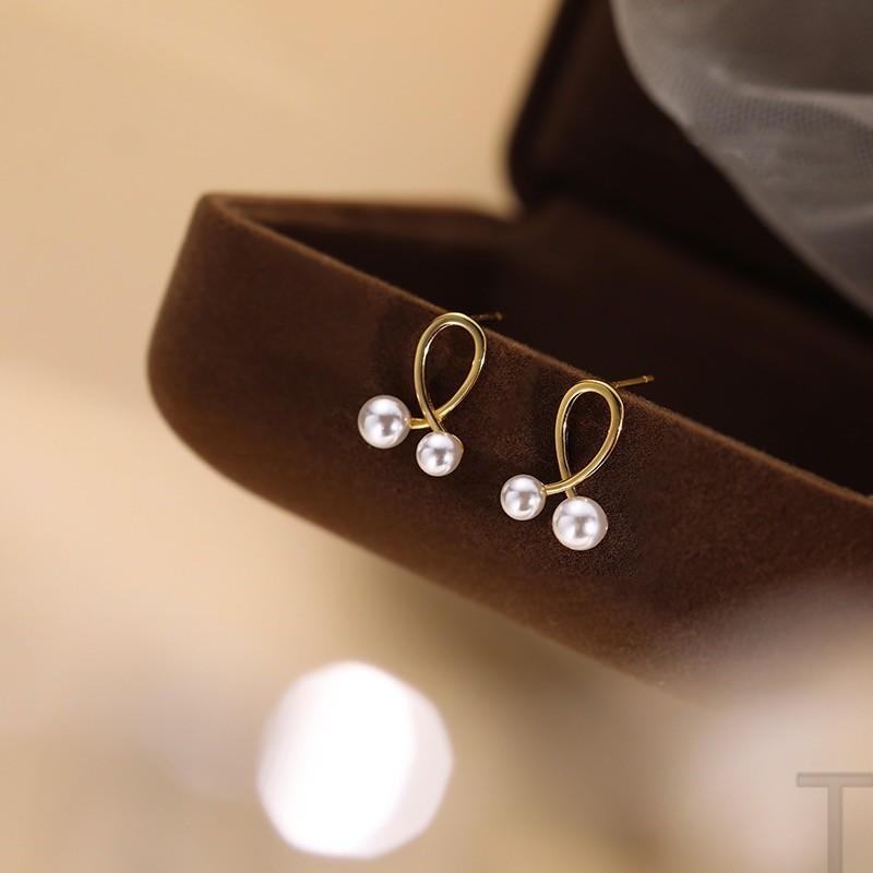 

Французские серьги-пусеты с жемчугом в виде креста, женские маленькие изысканные серьги в стиле милой девушки, подарок на Цисицзе