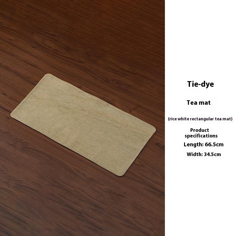 Tie-dyed Moss Green Tea Mat Handmade Table Mat Chinese Tea Ceremony Table Flag Waterproof Dry Brewing Linen Tea Tray Mat