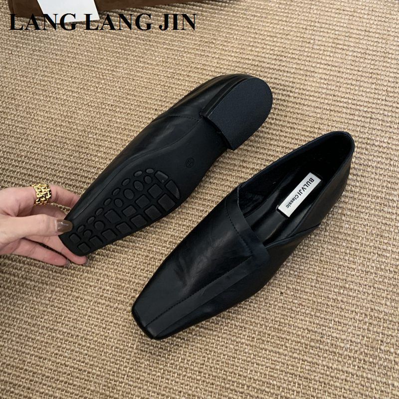 2025 New Fashion Square Toe Flats Ballet Shoes Woman Autumn Winter Footwear Slip On Causal Loafer Soft Moccasin Female Ballerina