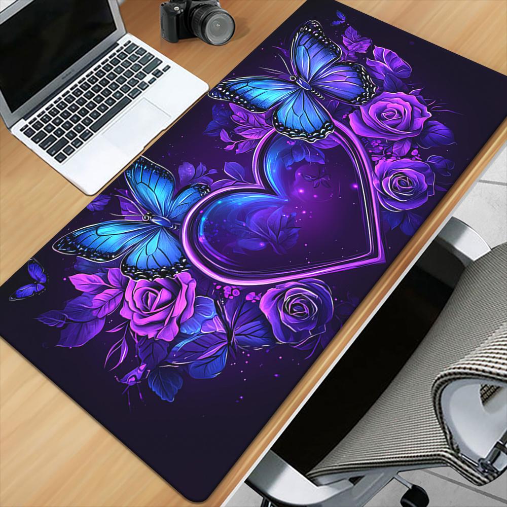Purple Love Butterfly Mouse Pad Trendy Desk Mat for Gaming Office Keyboard Computer Accessories 300x800x2mm