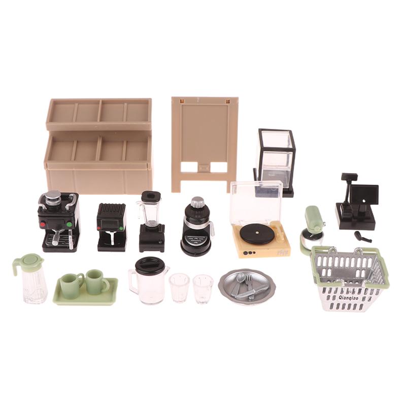 1:12 Dollhouse Miniature Furniture Coffee Maker Coffee Cup Storage Shelf Simulation Dollhouse Decor DIY Toys Doll House