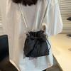 Niche Fashion High-end Bow Messenger Bag Autumn and Winter New Simple and Versatile Shoulder Bucket Bag Pearl Bag