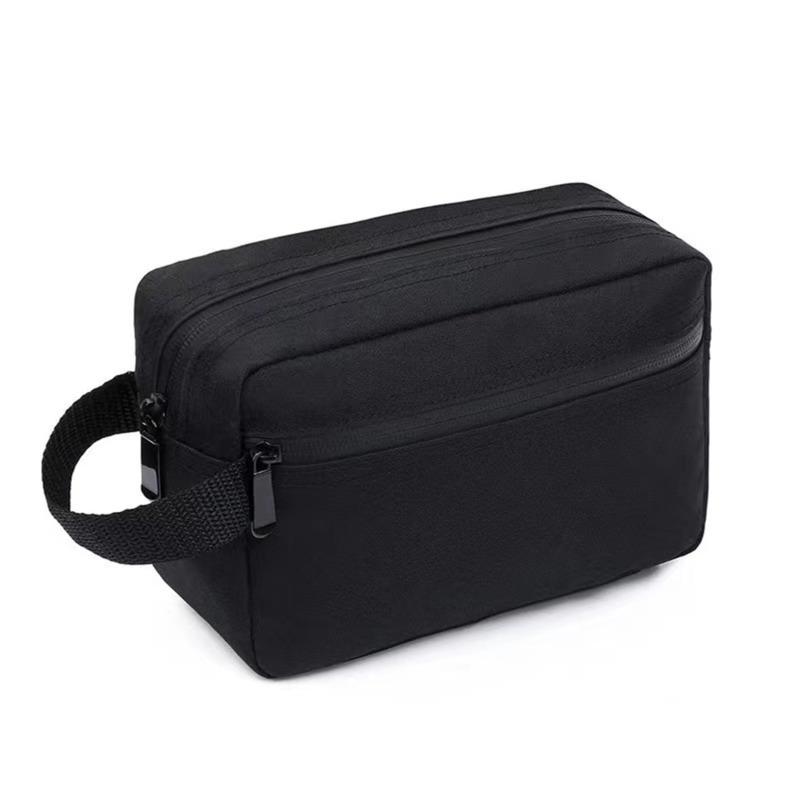 Casual Canvas Cosmetic Bag With Leather Handle Travel Men Wash Shaving Women Toiletry Storage Waterproof Organizer Bag