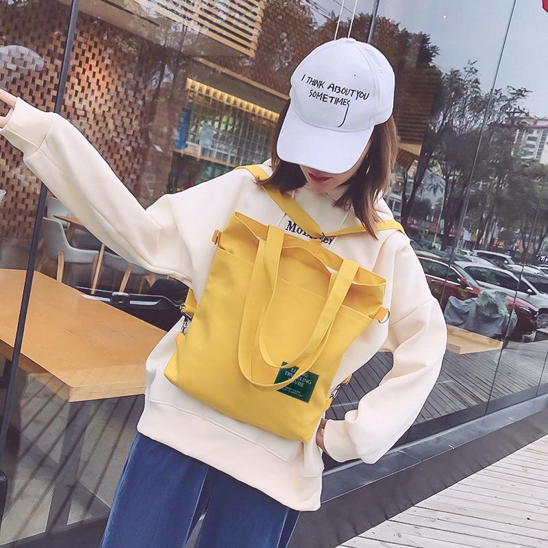 Ins Multi-purpose Women's Korean Version Shoulder Canvas Bag, Fashion and Art Messenger Tote Bag, Backpack, Make-up Lesson Canvas Bag