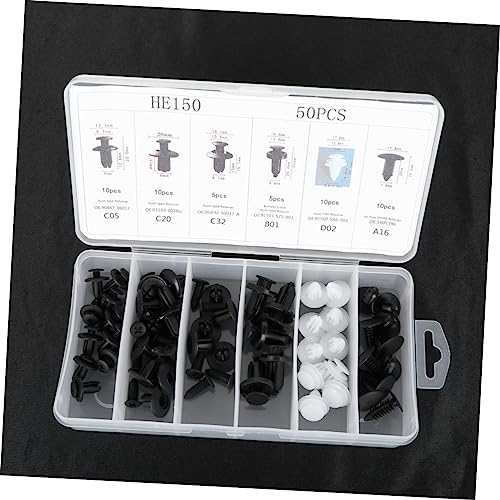 GRIRIW 50pcs Car Bumper Push Fasteners Anti-Rust Mudguard Fastener Rivets Black White for Car Accessories