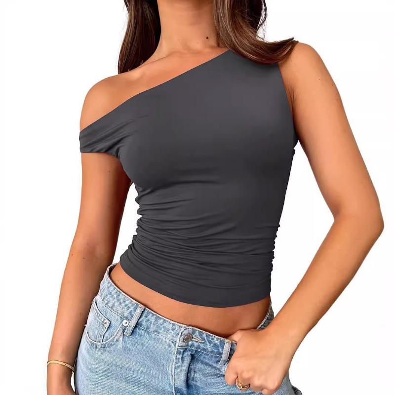 Women's Summer Versatile Solid Color Patchwork Decoration Small Vest Short Style for Women Shirt