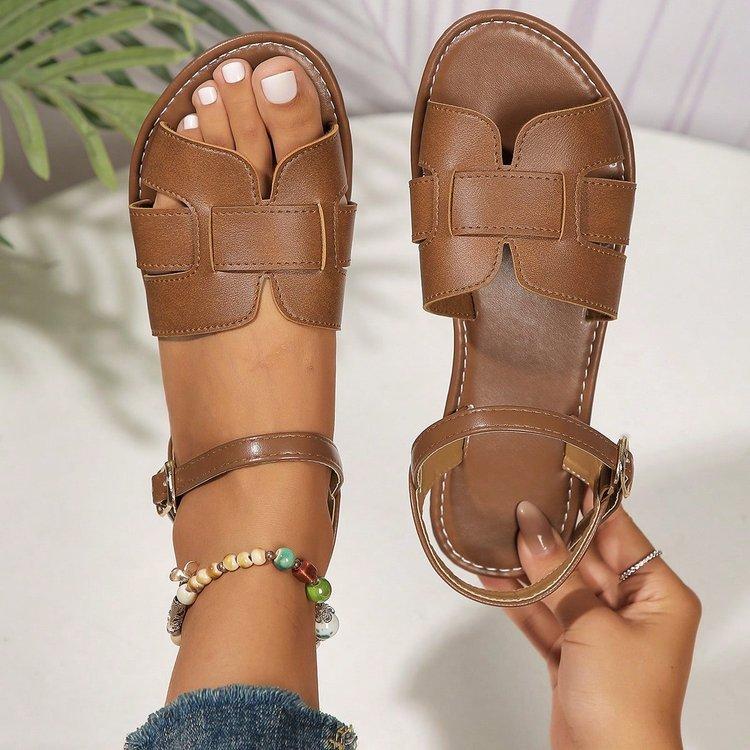 Large size 2025 summer new shoes fashion flats Korean version sandals Roman shoes beach shoes women's shoes