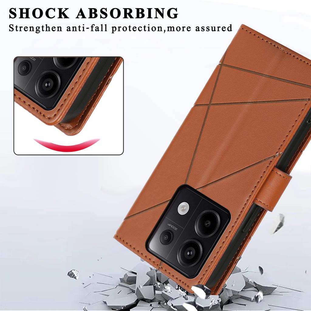 DF-06 Für Xiaomi Redmi Note 13 Pro 5G/Poco X6 5G Lederhülle Liniengeprägt Wallet Cover