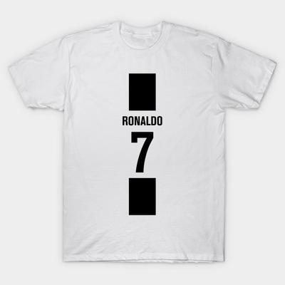 Men Black Print T-shirt Cristiano Ronaldo No-Cut Transfer Paper Print Cotton Tshirt - Men's Summer Cotton Graphic Tee