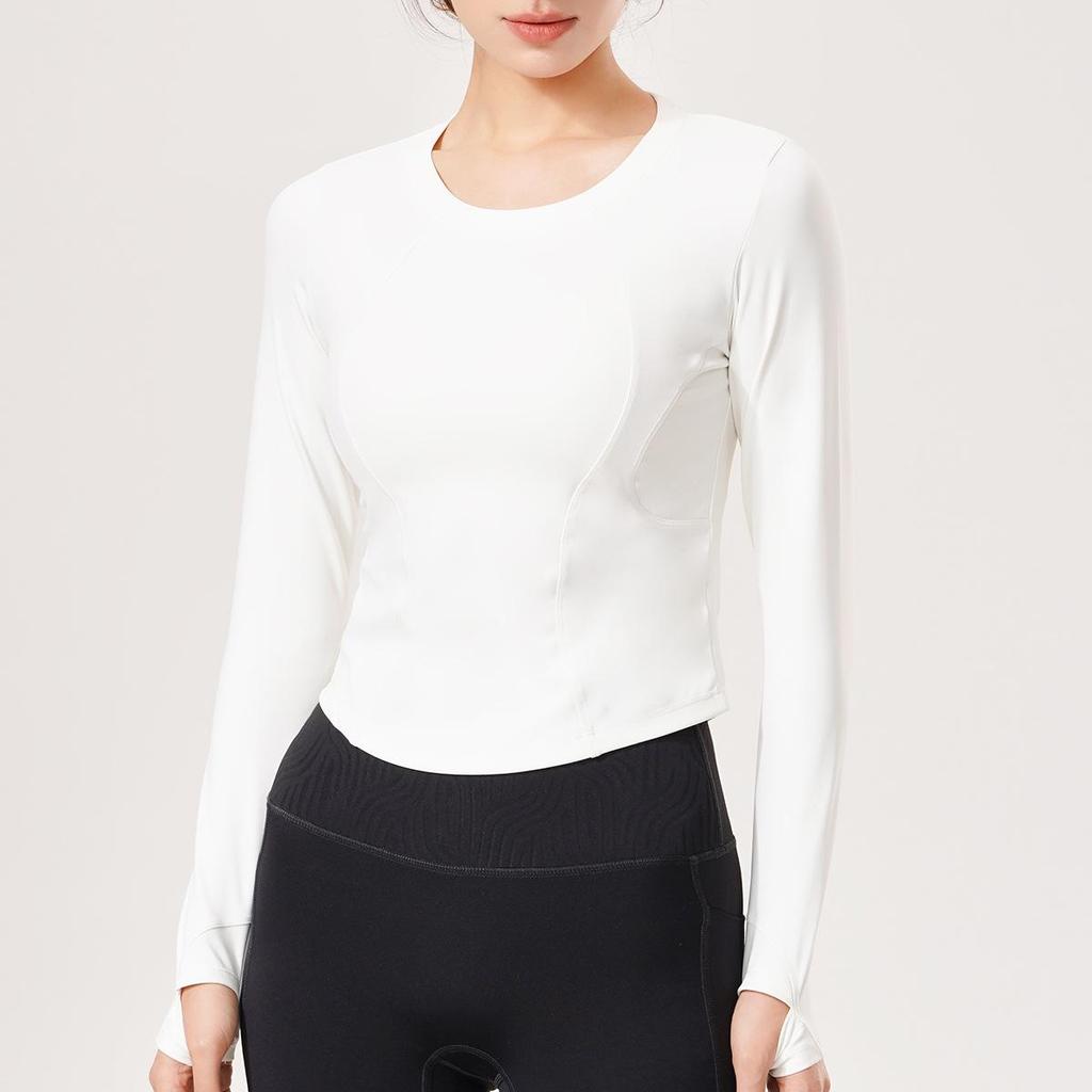 Lulu Slimming Long-Sleeve Yoga T-Shirt: Autumn/Winter Round Neck, High Elastic Slim Fit