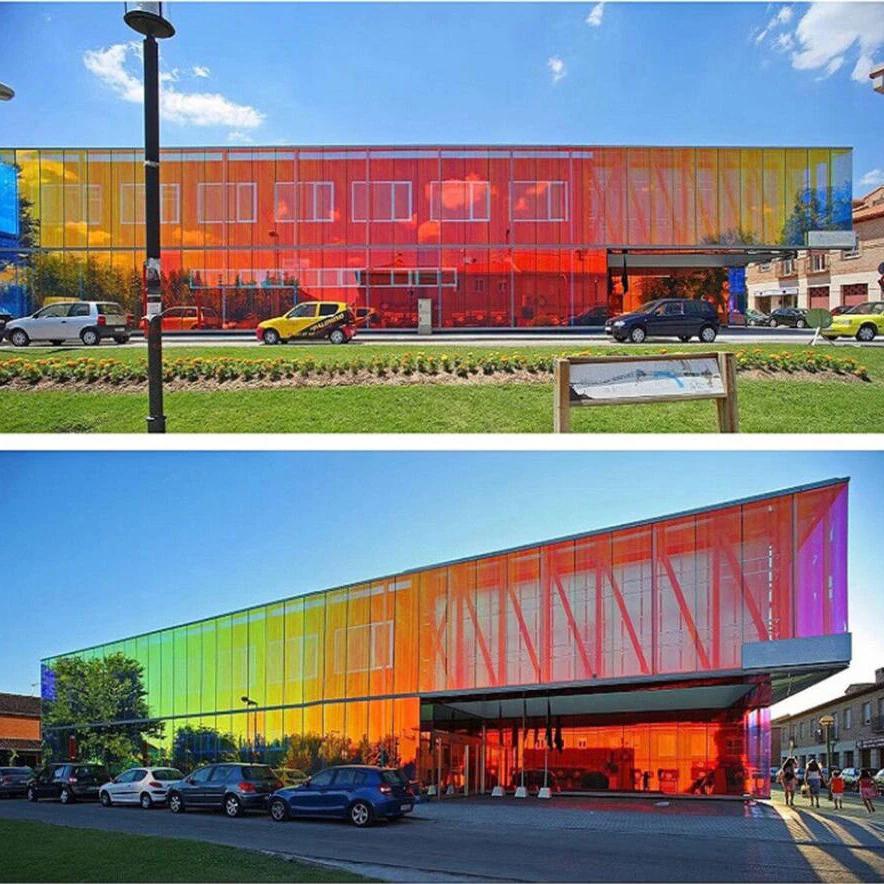 Chamäleon Dichroisches Bauglas Fensterfolie UV-Schutz Bunte Dekorative Fensterfolie für Einkaufszentrum Büro Selbstklebendes Buntglas