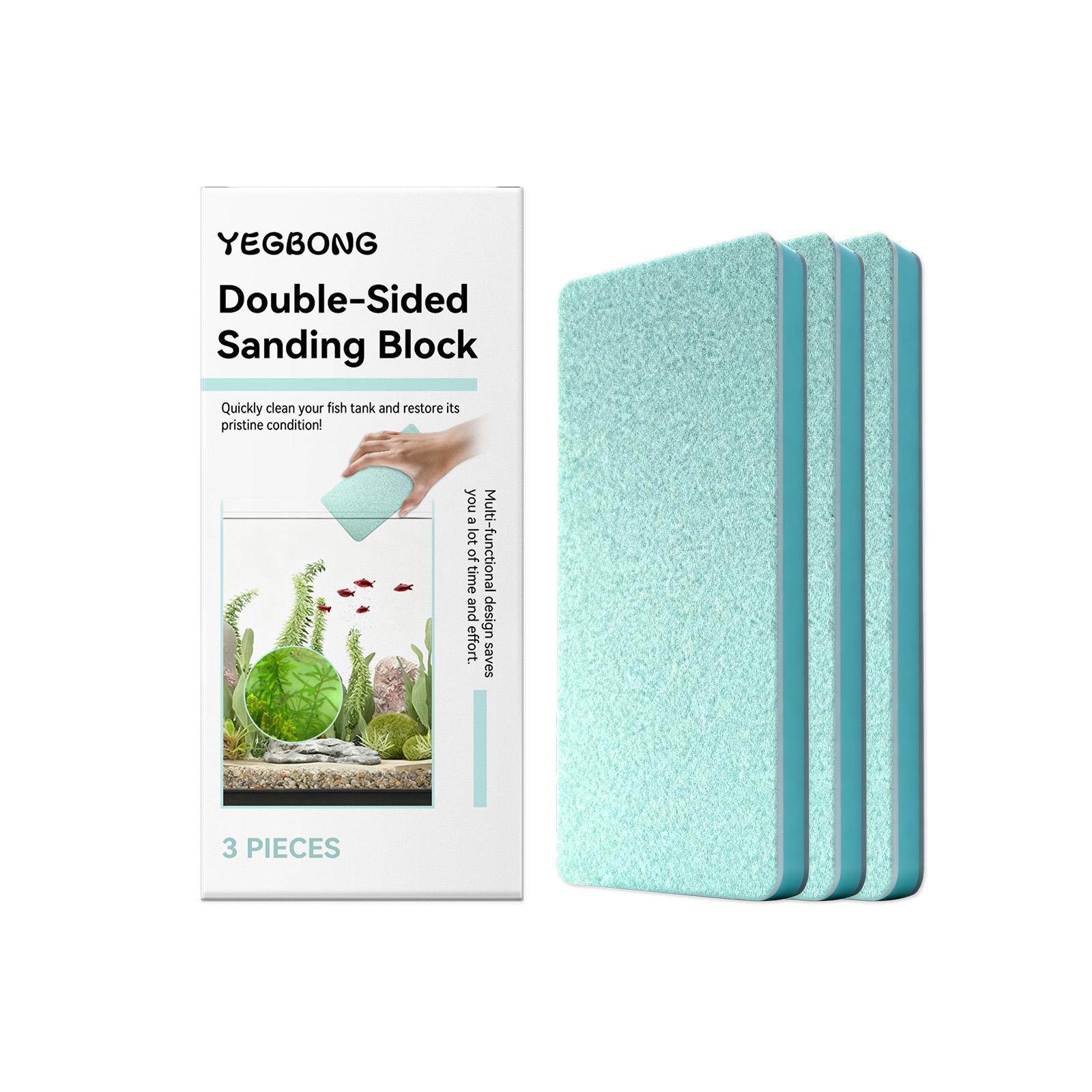 Yegbong Dual-Sided Sandpaper Blocks. Multi-Functional Aquarium Cleaning Sponge. Dual-Sided, Reusable, Removes Scale and Cleans