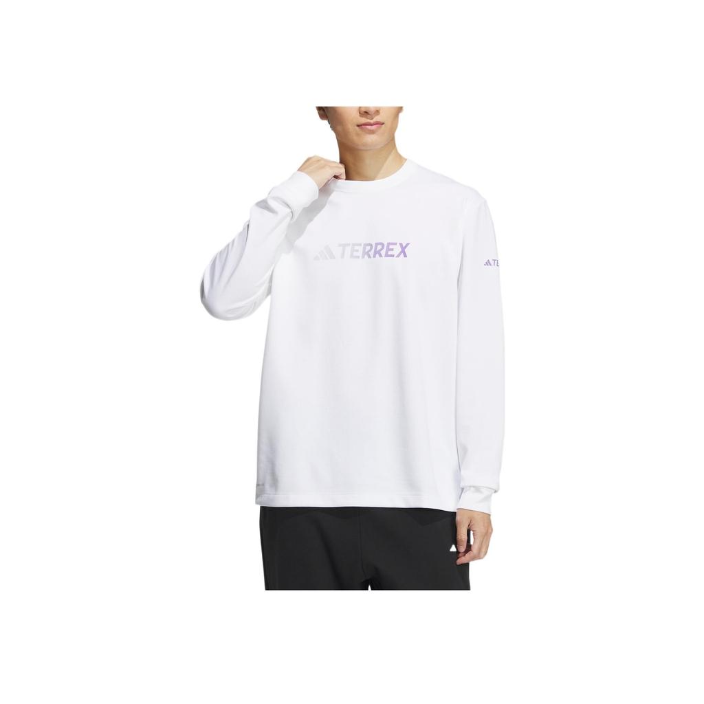 Adidas Alphabet Logo Print Long Sleeve Sports T-Shirt Men Tops White IP9945