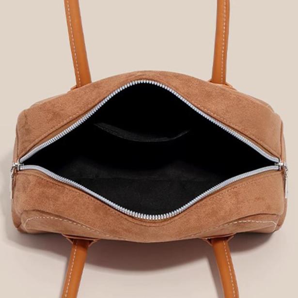 IELGY Autumn Winter Bowling Bag Boston Bag Suede Pillow Bag
