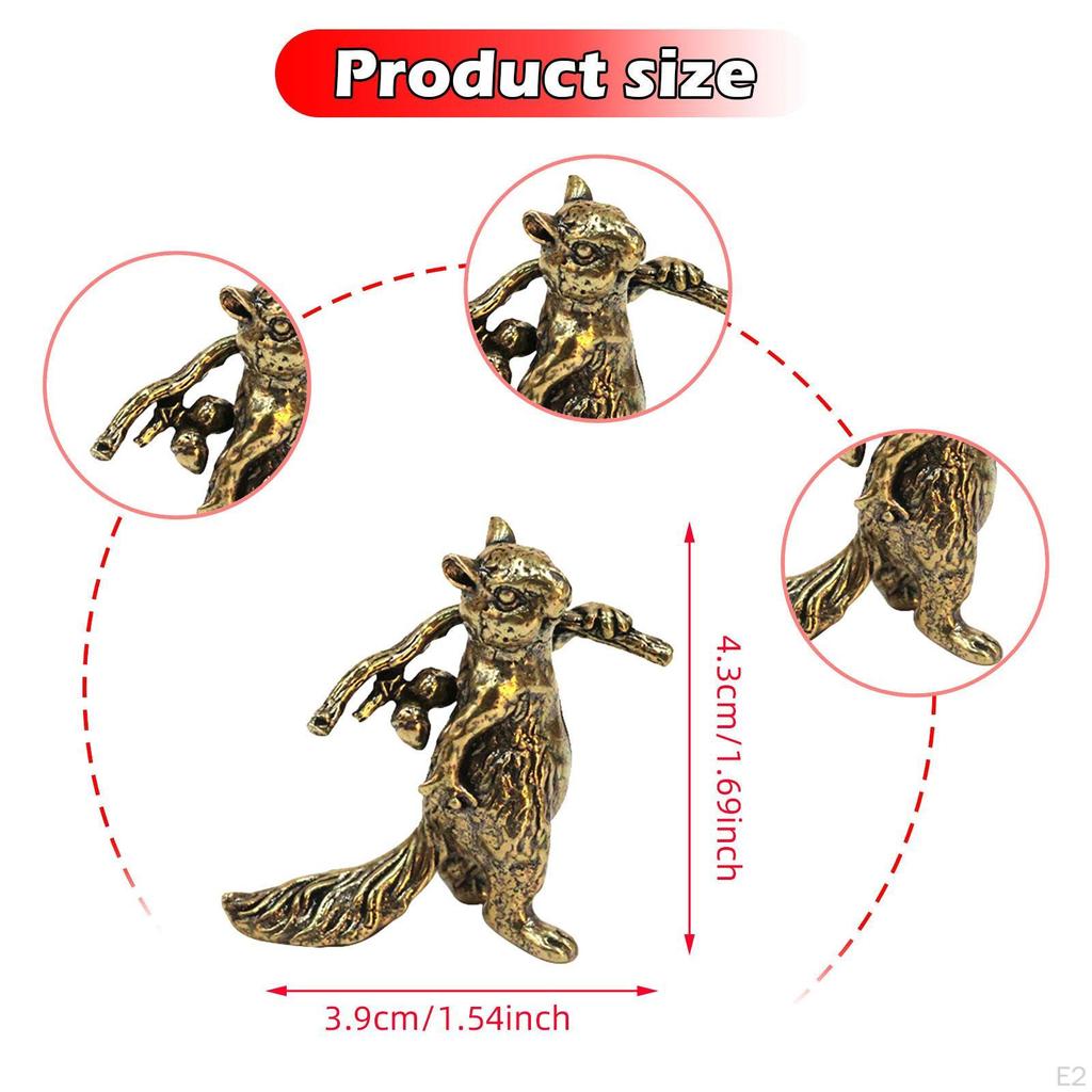 Messing Eichhörnchen Schreibtisch Ornament Metall Dekorative Retro Statue Tee Haustier Dekor für Regal Auto Zeremonie